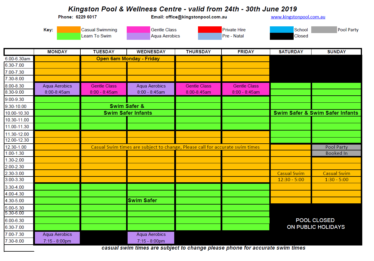 events-timetable-kingston-pool-and-wellness-centre